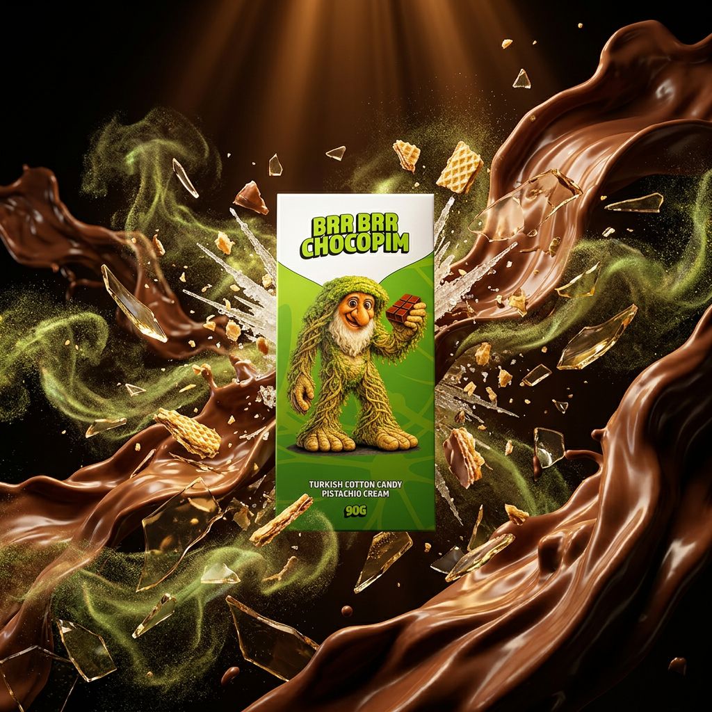 Brr Brr Chocopim, tablette chocolat Dubai au lait croustillant, The Original Dubai Chocolate, disponible sur My American Shop