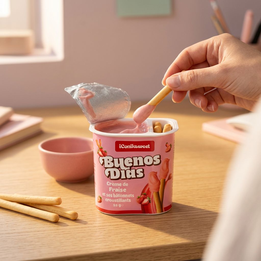 Buenos Dias Strawberry Cream Sticks, gressins croustillants et crème fraise, snack à tremper, disponible sur My American Shop