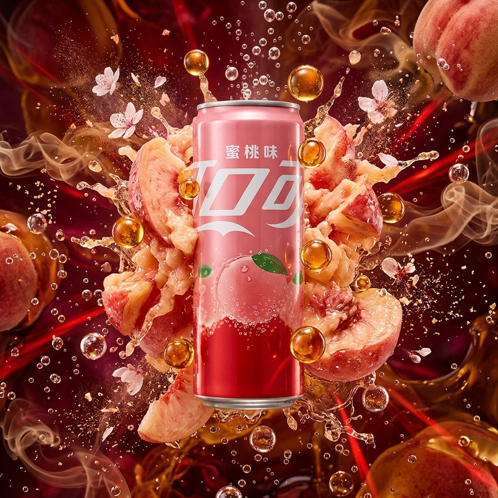 Coca-Cola China Peach, soda pêche édition limitée en canette, exclusivité marché chinois, disponible sur My American Shop