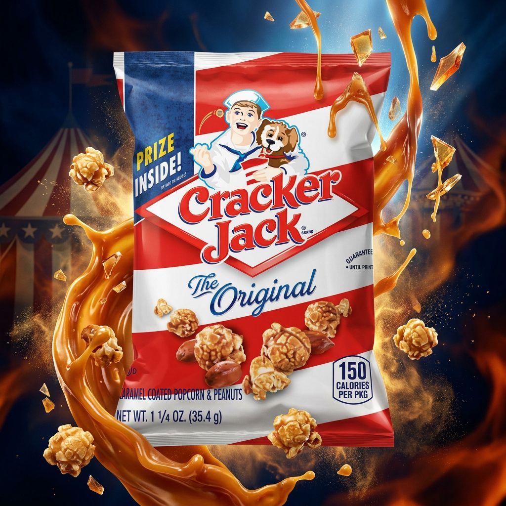Cracker Jack Original, popcorn caramel americain croquant, snack traditionnel en sachet disponible sur My American Shop