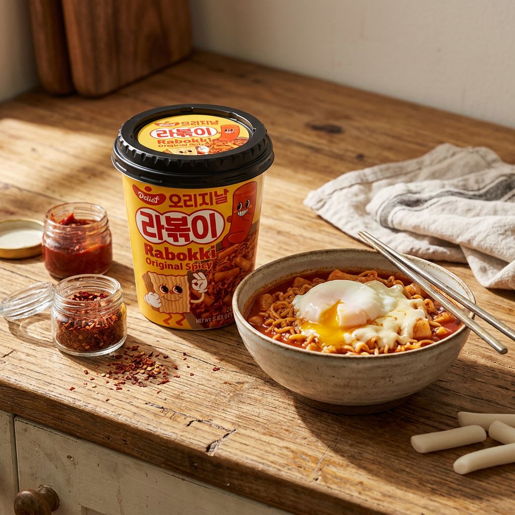 Delief Rabokki Sweet And Spicy, kit coreen tteok et nouilles sauce pimentee sucree, disponible sur My American Shop