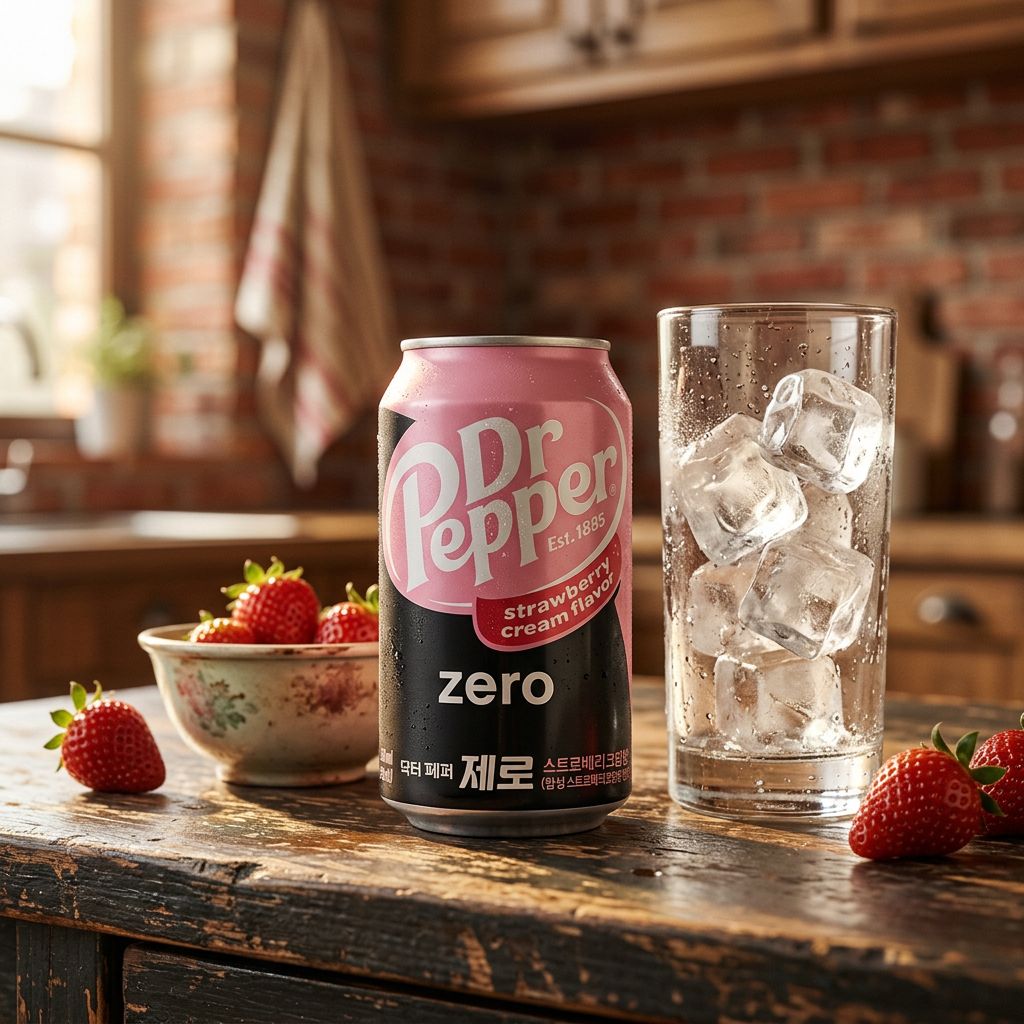 Dr Pepper Zero Strawberry Cream, soda americain sans sucre saveur fraise creme en canette, disponible sur My American Shop