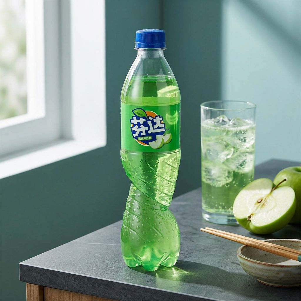 Botella de Fanta Manzana Verde China