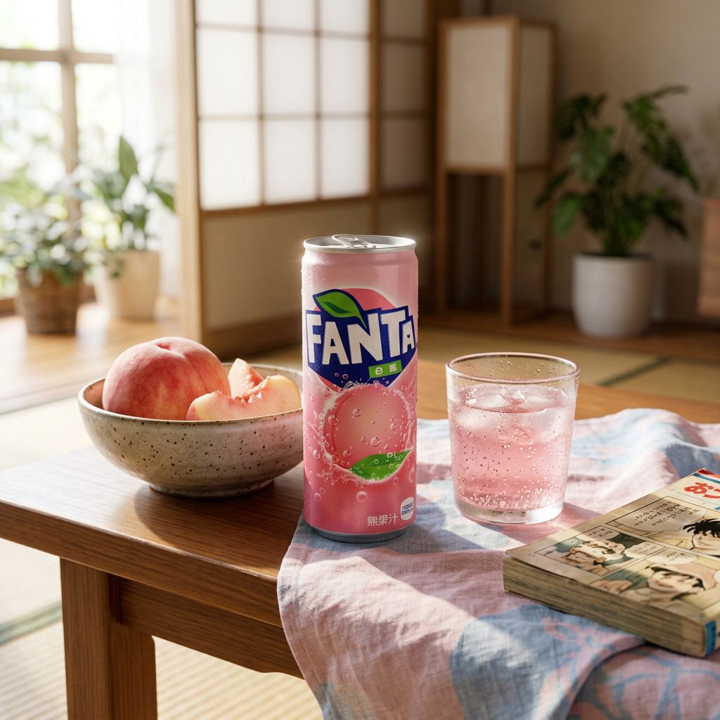 Fanta Japan White Peach Big, soda japonais pêche blanche grand format importé du Japon, disponible sur My American Shop