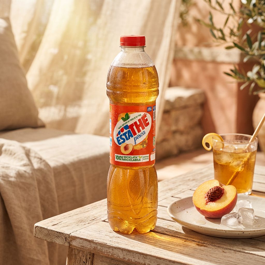Ferrero Estathé Peach Big, thé glacé italien saveur pêche en grande bouteille, origine Italie, disponible sur My American Shop