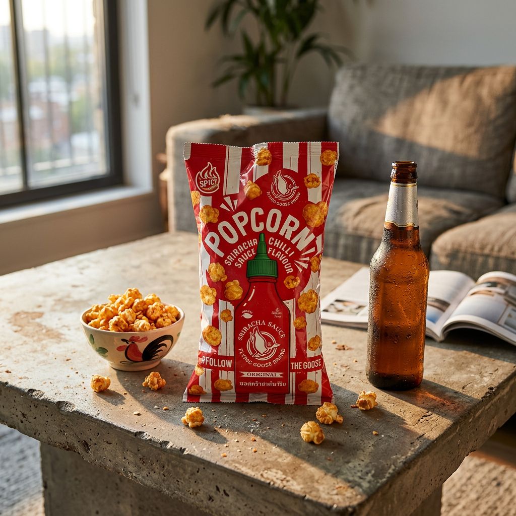 Palomitas de maíz con Sriracha y chile Flying Goose