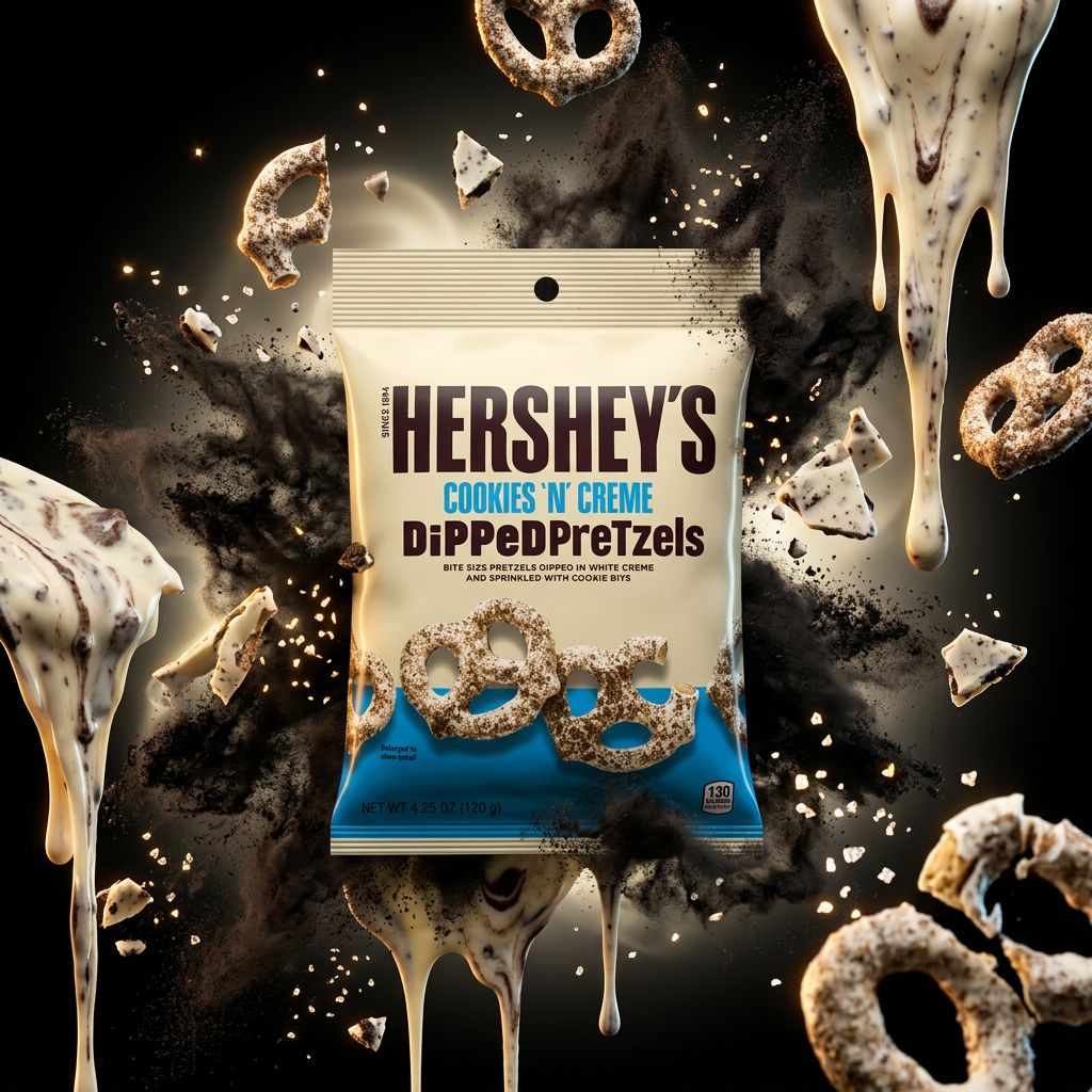 Hershey's Dipped Pretzels Cookies & Cream, snack americain bretzel enrobe chocolat blanc, disponible sur My American Shop