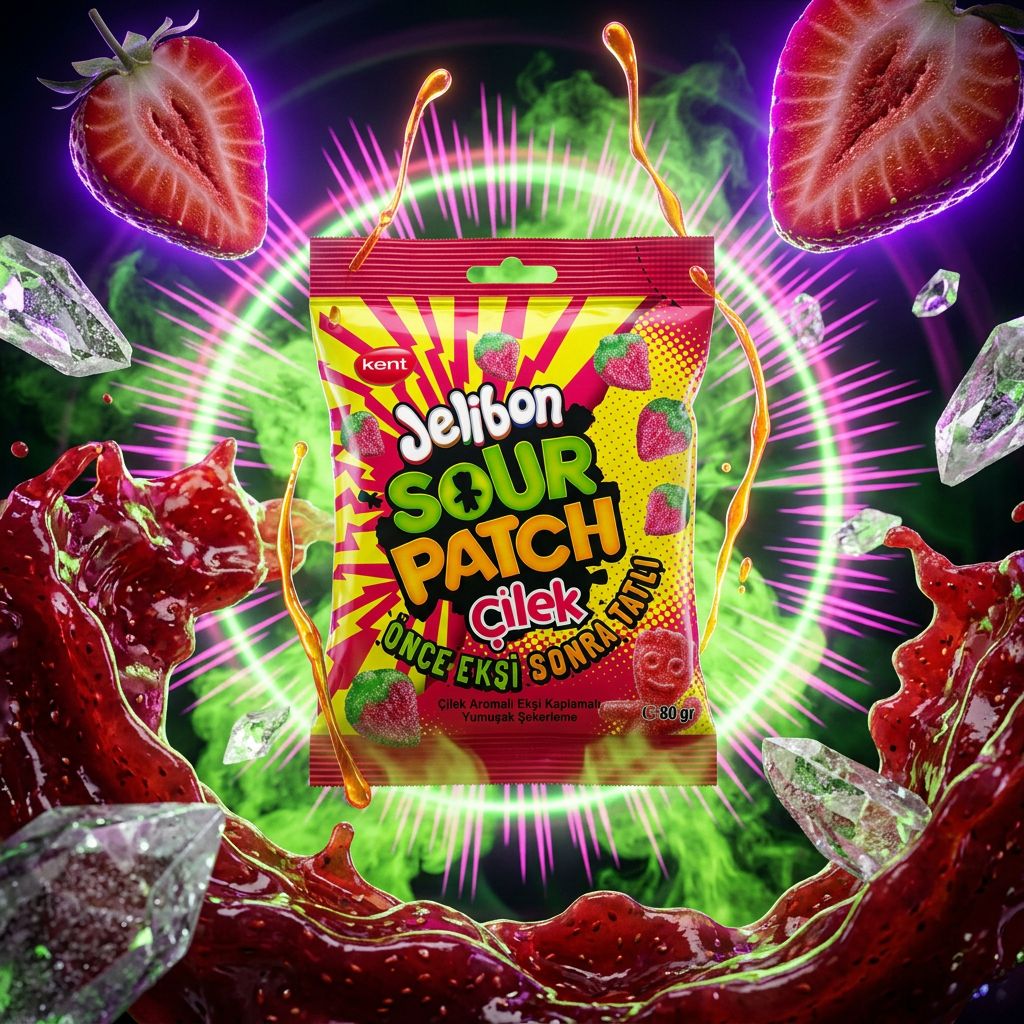 Sour Patch Kids Strawberry Jelibon Medium, bonbons acides fraise format américain, disponible sur My American Shop