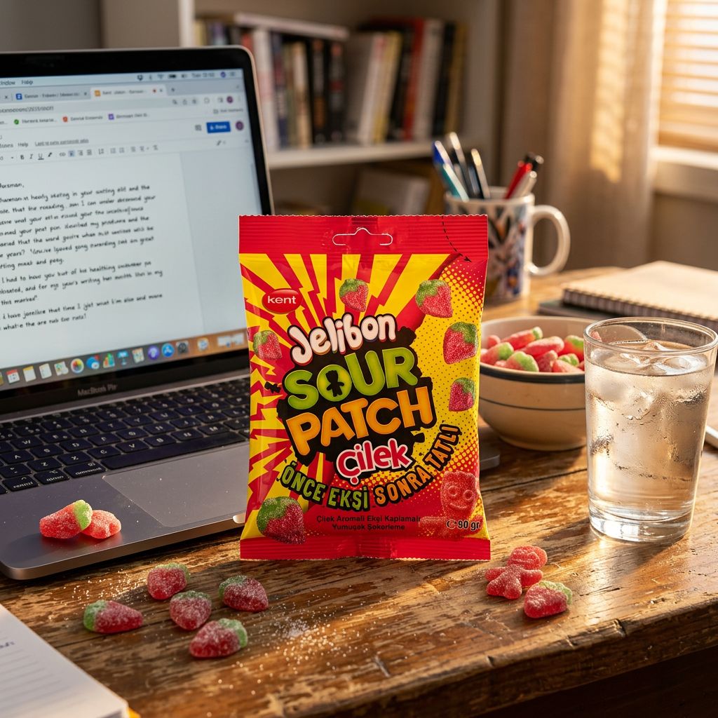 Sour Patch Kids Strawberry Jelibon Medium, bonbons acides fraise format américain, disponible sur My American Shop