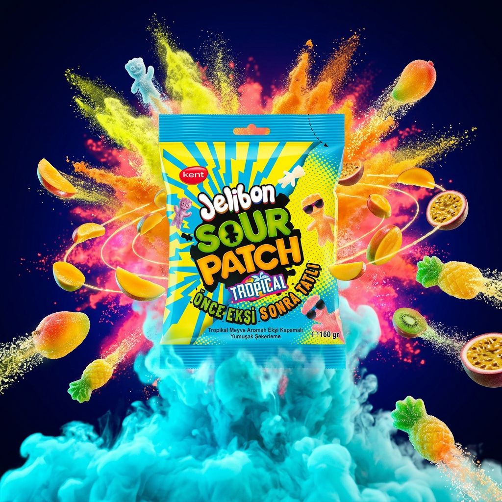 Sour Patch Kids Tropical, bonbons gélifiés acidulés saveurs exotiques, importés des États-Unis, disponible sur My American Shop