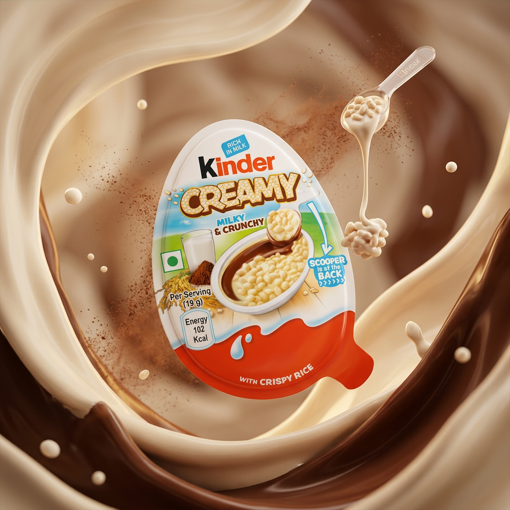 Kinder Creamy, pot de crème fondante lait et cacao signature Kinder Ferrero, texture aérienne et onctueuse à déguster à la cuillère, format gourmand importé disponible sur My American Shop.
