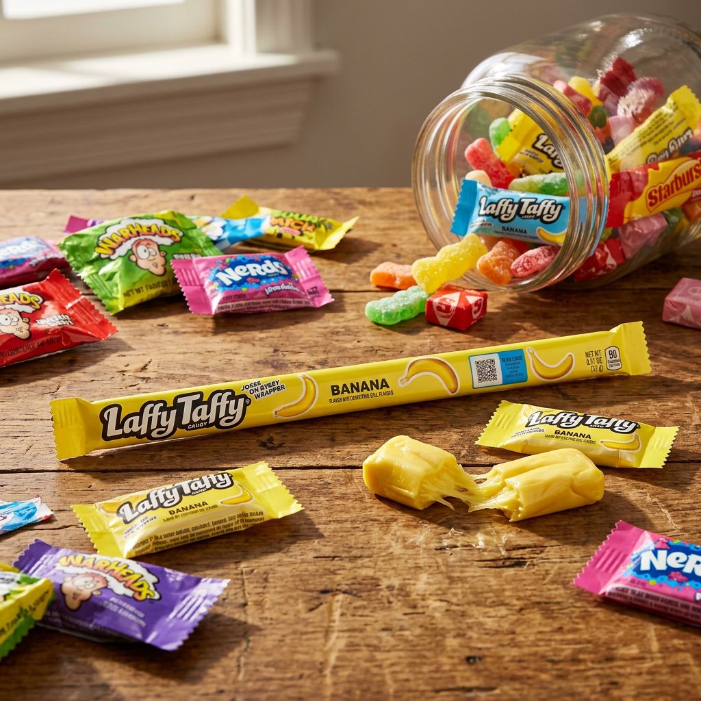 Laffy Taffy Banana, bonbon américain taffy saveur banane Ferrara, disponible sur My American Shop