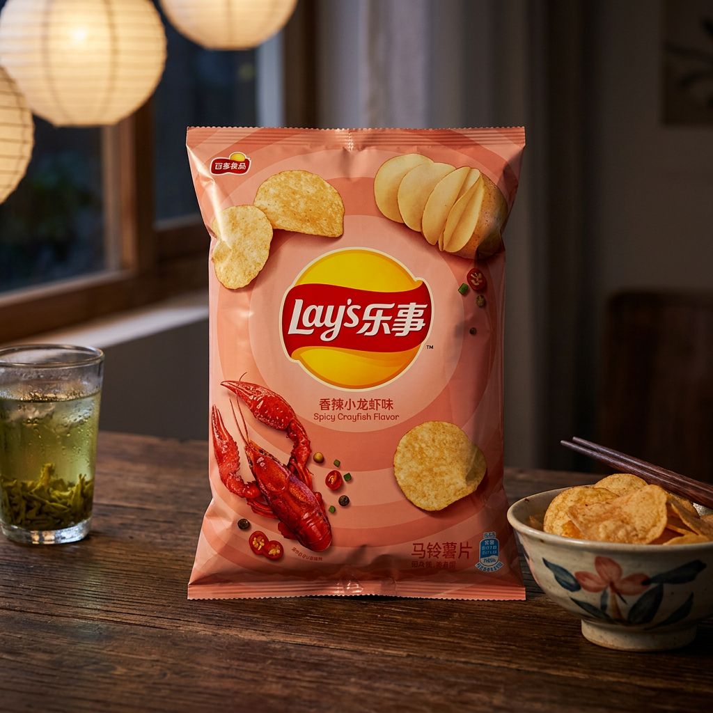 Lay's Spicy Crayfish chips saveur écrevisses épicées poivre de Sichuan, snack chinois, disponible sur My American Shop