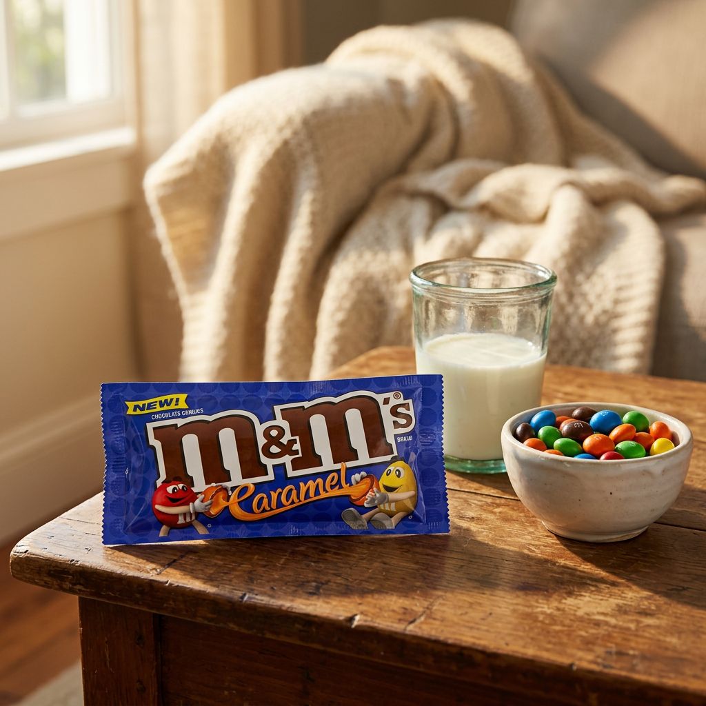 M&M's Caramel, bonbons chocolat au lait et caramel fondant, recette américaine, disponible sur My American Shop