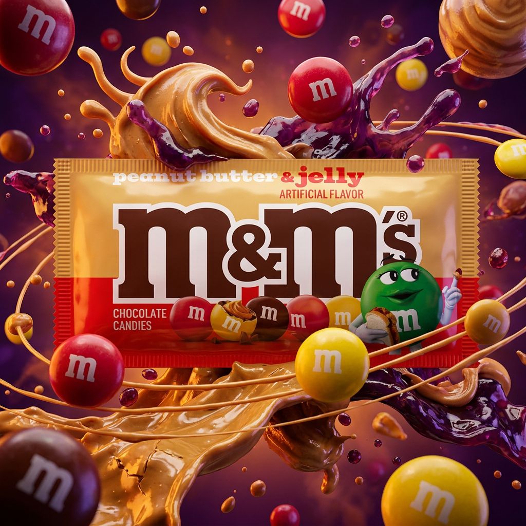 M&M's Peanut Butter & Jelly, saveur sandwich américain, snack importé USA, disponible sur My American Shop