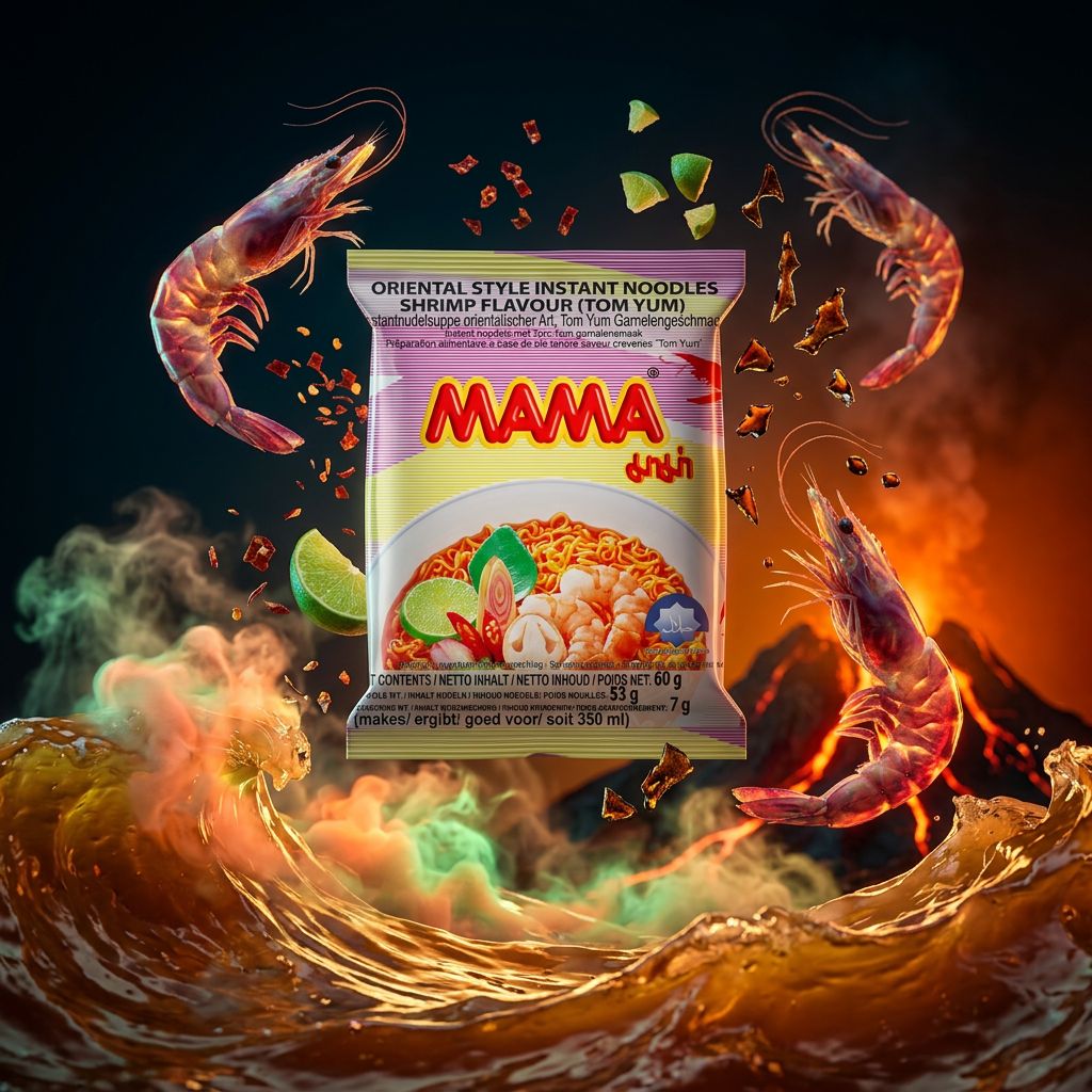 Mama Instant Noodles saveur crevettes, nouilles thaïlandaises instantanées, disponible sur My American Shop