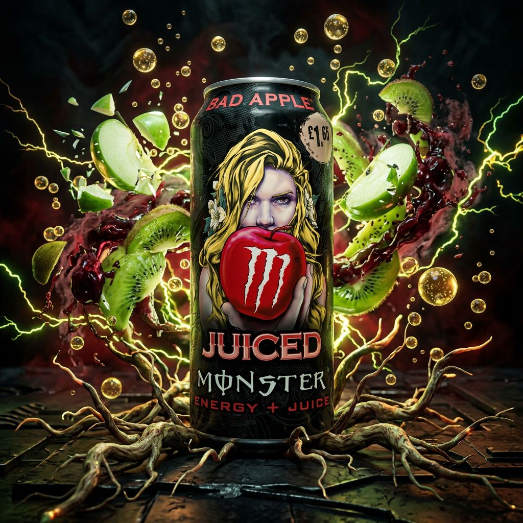 Monster Energy Bad Apple, boisson énergisante pomme acidulée en canette, importée des USA, disponible sur My American Shop