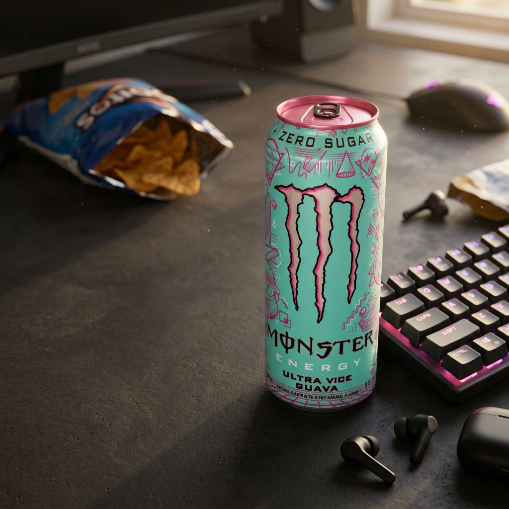 Monster Energy Ultra Vice Guava canadienne, canette 500ml saveur goyave tropicale zéro sucre, disponible sur My American Shop