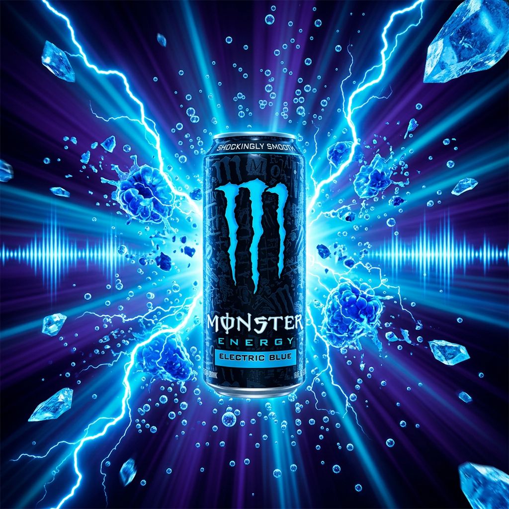 Monster Energy Electric Blue, canette 500ml importée des USA, saveur fruitée, disponible sur My American Shop