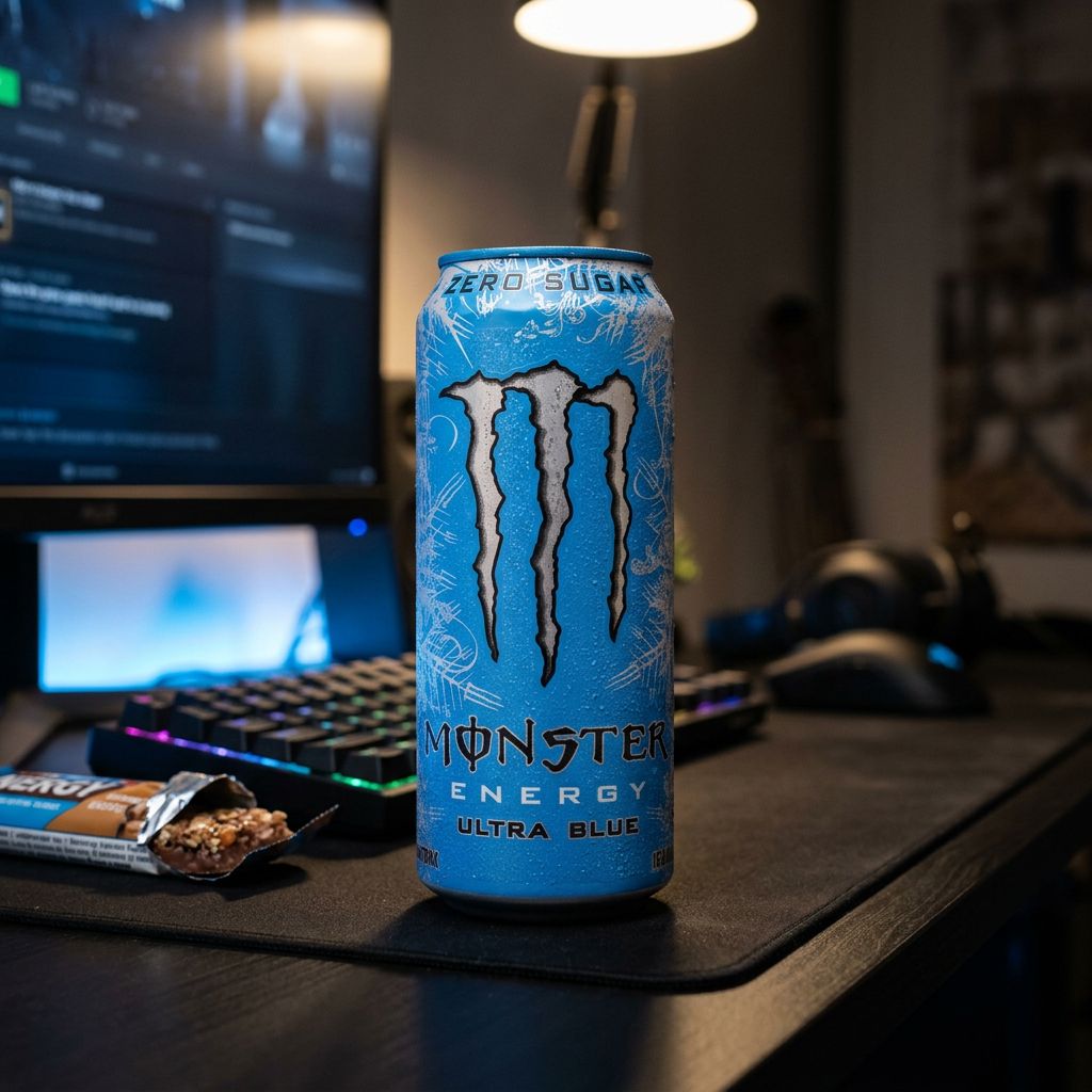 Monster Ultra Blue Zero Sugar, canette 500ml sans sucre importée des USA, disponible sur My American Shop