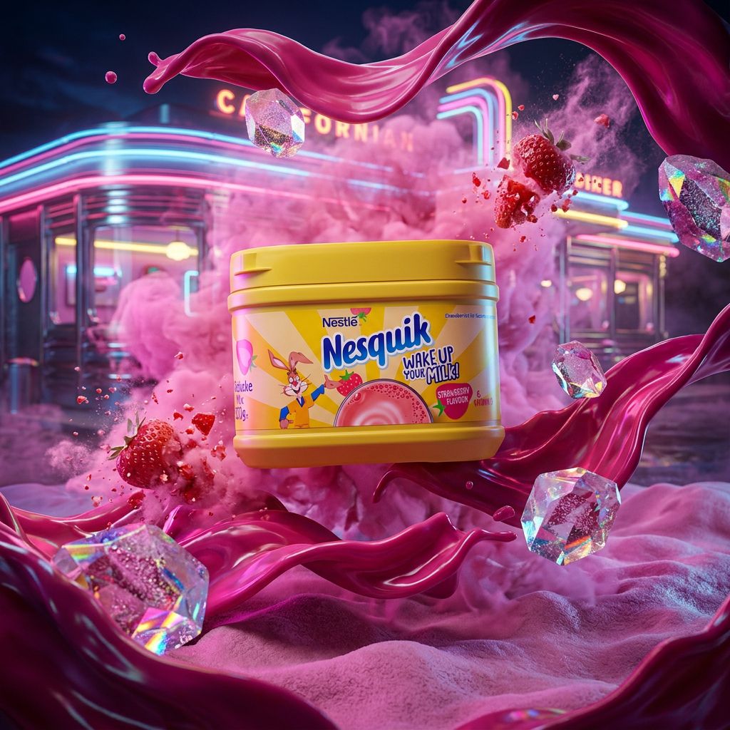Nesquik Milkshake Mix Strawberry, poudre fraise importée des USA, disponible sur My American Shop