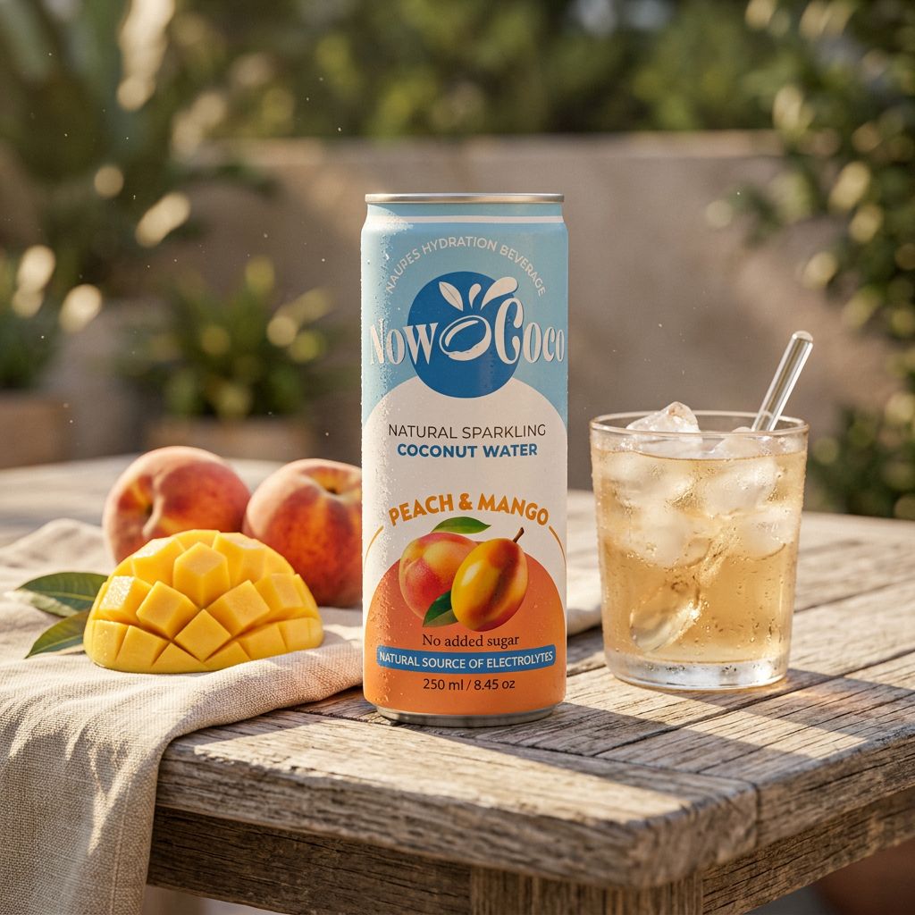 Ahora Coco Sparkling Agua de Coco Melocotón y Mango