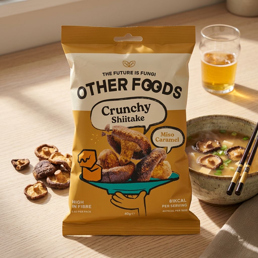Otros Alimentos Chips Crujientes de Champiñones Shiitake con Caramelo de Miso