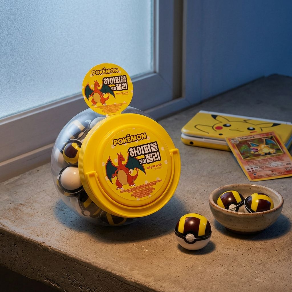 Pokemon Hyper Ball Shape Jelly Yellow, bonbon gelée ananas asiatique en forme de Ball, disponible sur My American Shop