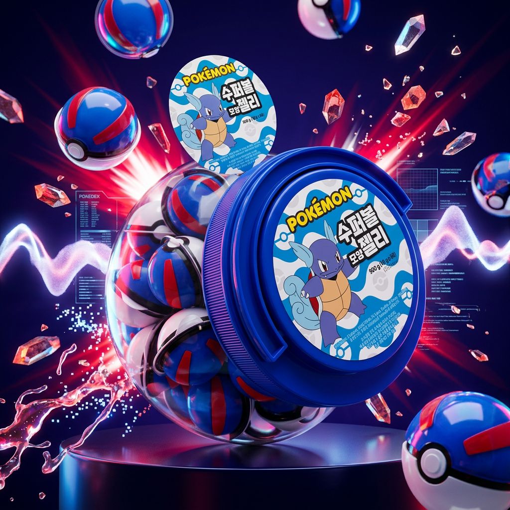 Pokemon Super Ball Shaped Jelly, bonbons gelées forme Pokéball importés d'Asie, saveur fruitée, disponible sur My American Shop