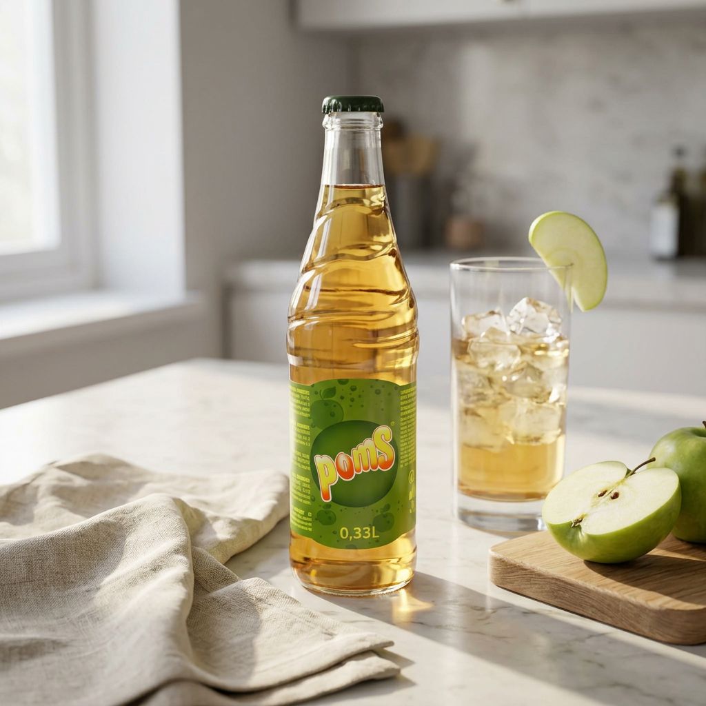 Poms botella de vidrio manzana