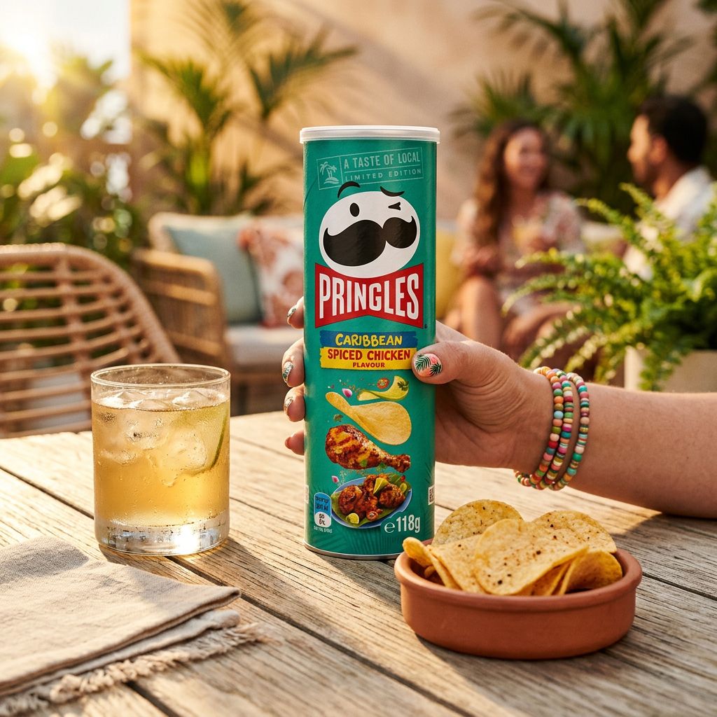Pringles Caribbean Spiced Chicken, chips poulet épicé Caraïbes en tube, édition import, disponible sur My American Shop