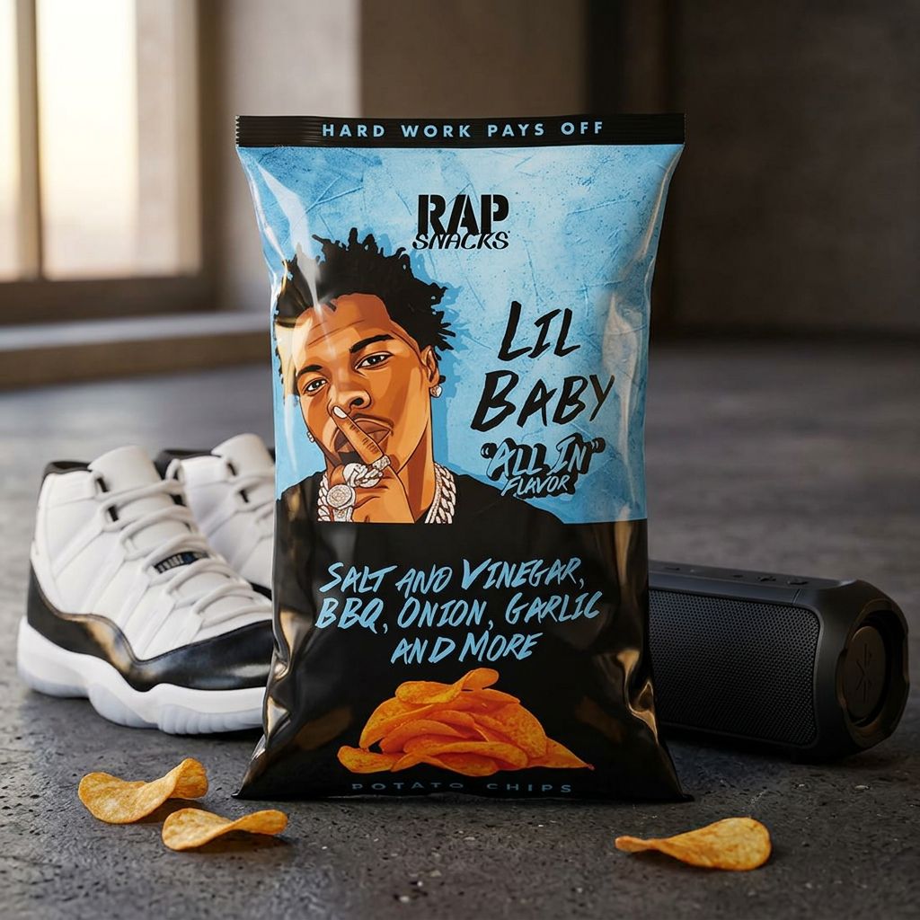 Rap Snacks Lil Baby All In chips fumées épicées américaines importées, disponible sur My American Shop