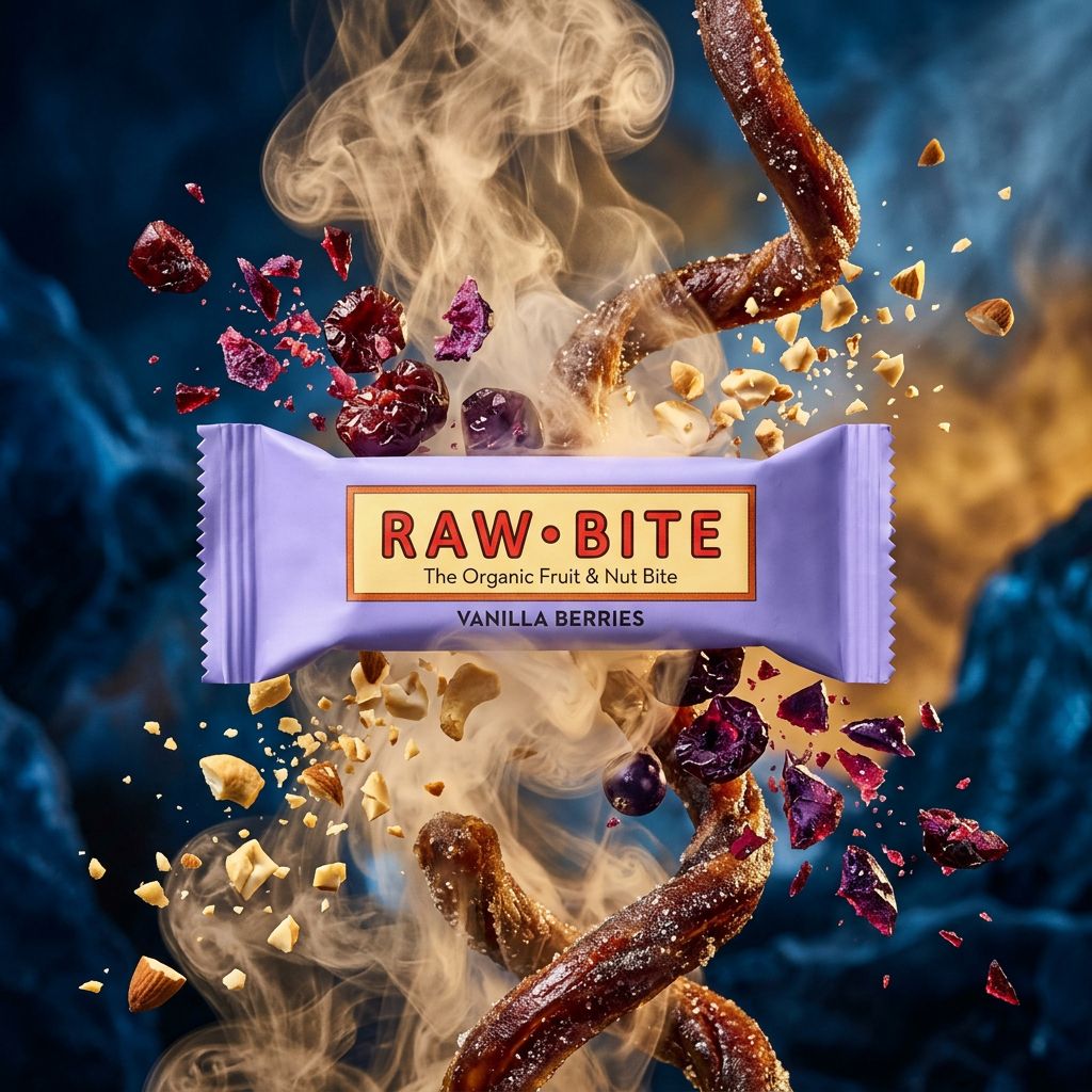 Barre bio Rawbite Vanilla Berries aux fruits secs et noix, sans gluten, origine Danemark, disponible sur My American Shop