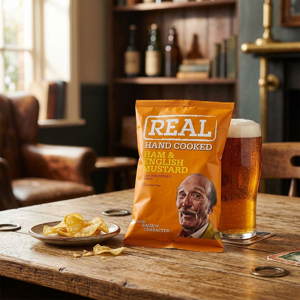 Jamón crujiente de verdad y mostaza inglesa