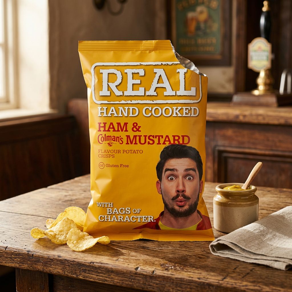 Realmente crujiente, pequeño, jamón y mostaza inglesa