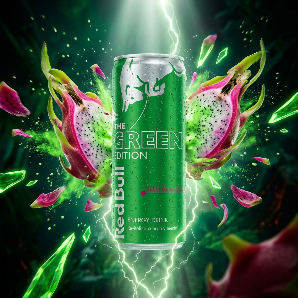 Red Bull Green Edition Dragon Fruit 250ml, energy drink saveur pitaya importé, disponible sur My American Shop