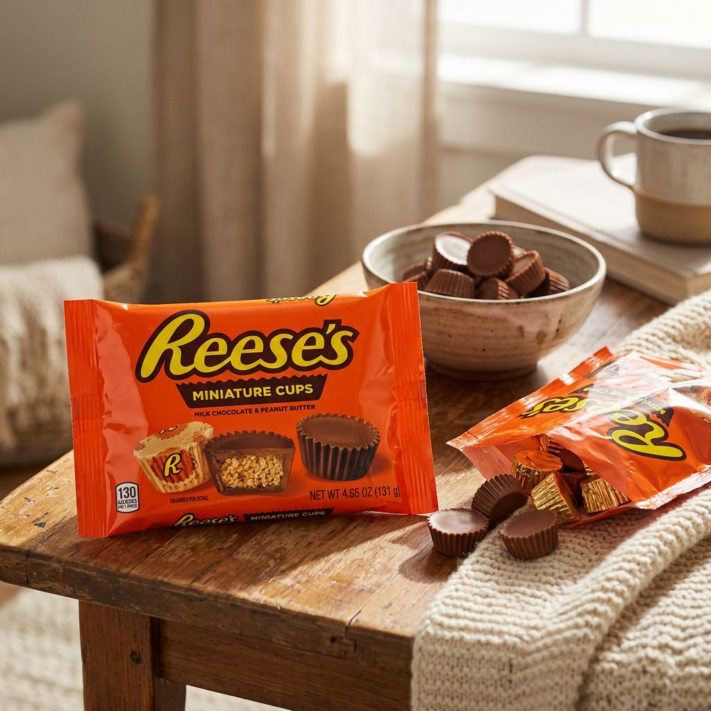 Reese's Miniature Cups, mini bouchées chocolat lait et beurre de cacahuète, importées des USA, disponible sur My American Shop