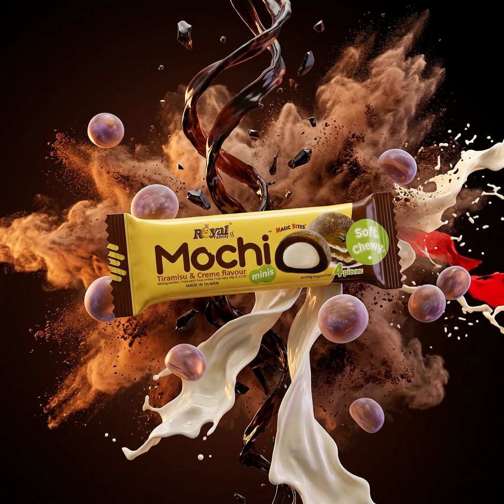 Royal Family Mochi Mini Tiramisu & Cream, snack taïwanais café cacao, disponible sur My American Shop