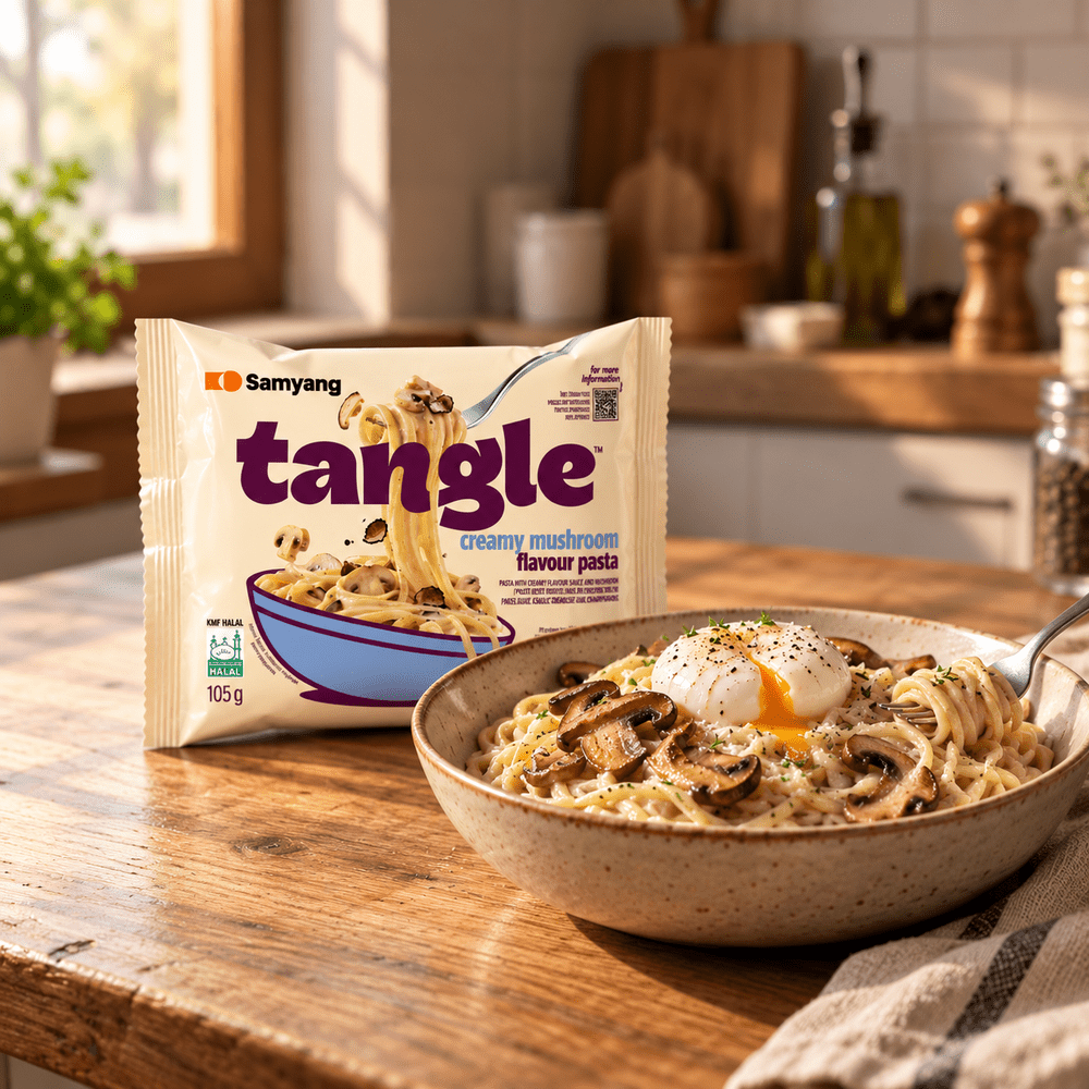 Samyang Tangle Pasta con crema de champiñones
