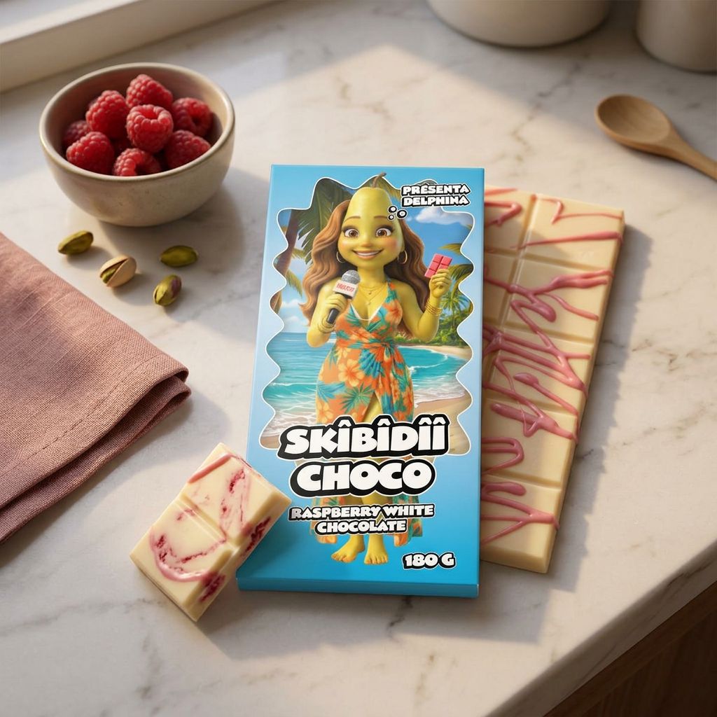 Skibidii Choco Presenta Delphina Frambuesa Chocolate Blanco