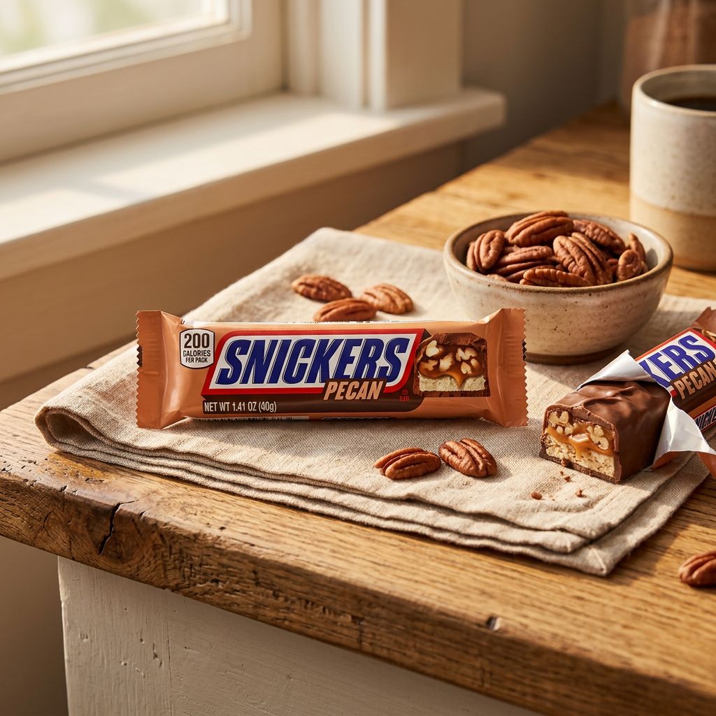 Snickers Pecan, barre chocolatée américaine aux noix de pécan, caramel et nougat, importée des USA, disponible sur My American Shop