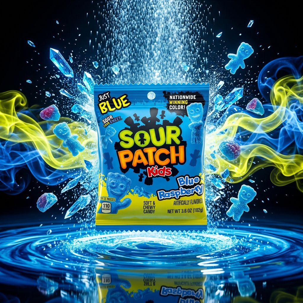 Sour Patch Kids Blue Raspberry, bonbon américain acidulé framboise bleue, importé des États-Unis, disponible sur My American Shop