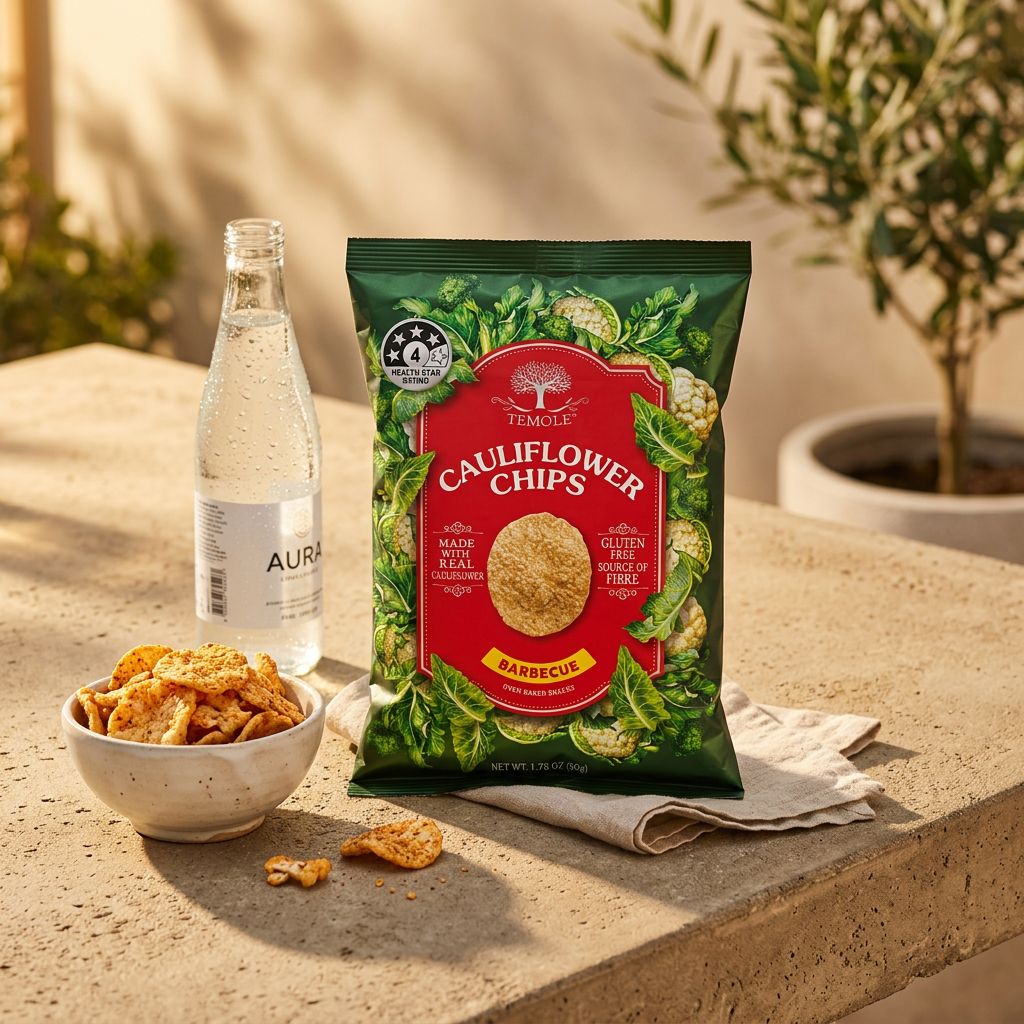 Chips de coliflor con barbacoa Temole