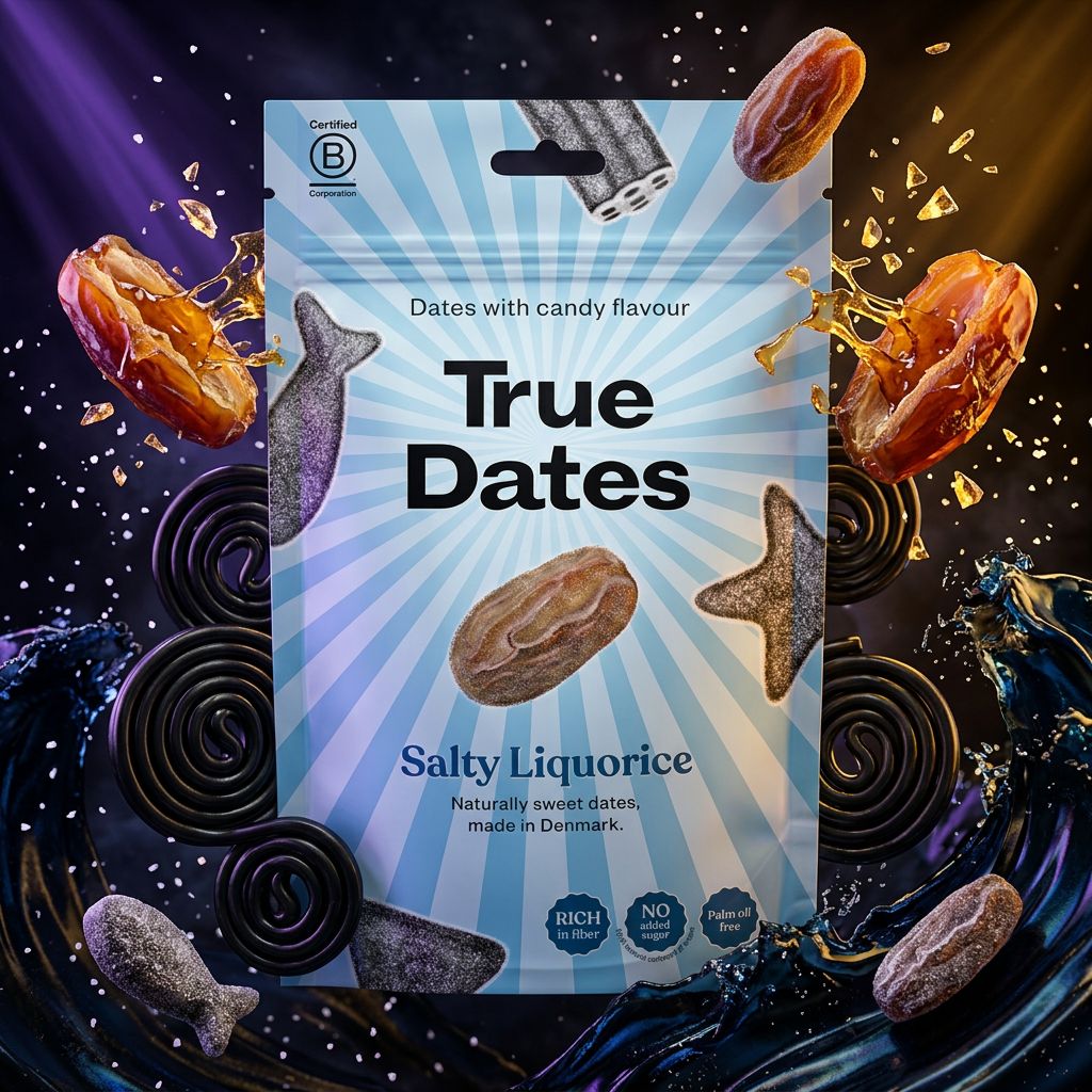 True Dates Salty Liquorice, bonbon datte et réglisse salée importé, disponible sur My American Shop