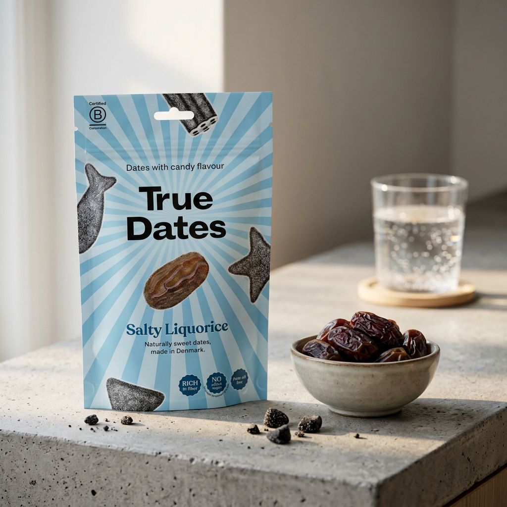 True Dates Salty Liquorice, bonbon datte et réglisse salée importé, disponible sur My American Shop