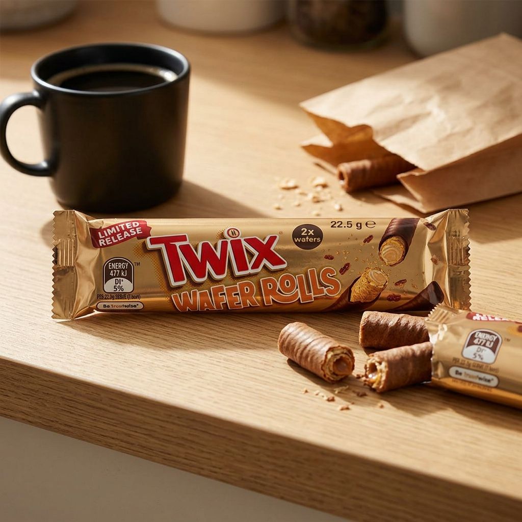 Twix Wafer Rolls, rouleaux gaufrette chocolat caramel importés, format snack croustillant, disponible sur My American Shop