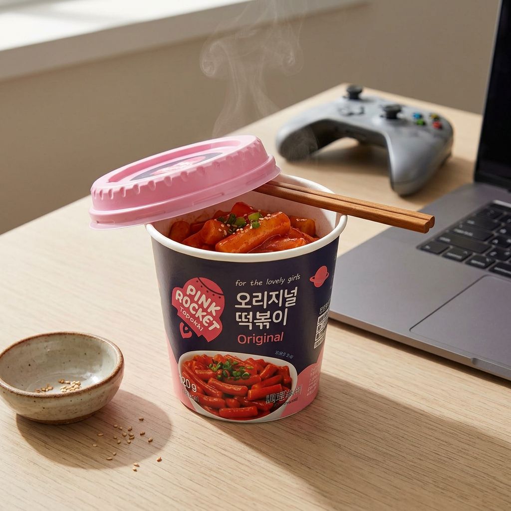 Topokki en Vaso Original Pink Rocket de Youngpoong