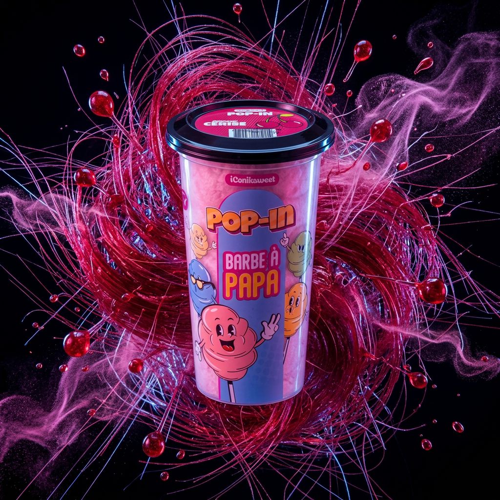 iConiksweet Pop In Cotton Candy Cherry, barbe à papa américaine saveur cerise en format snack, importée des USA, disponible sur My American Shop