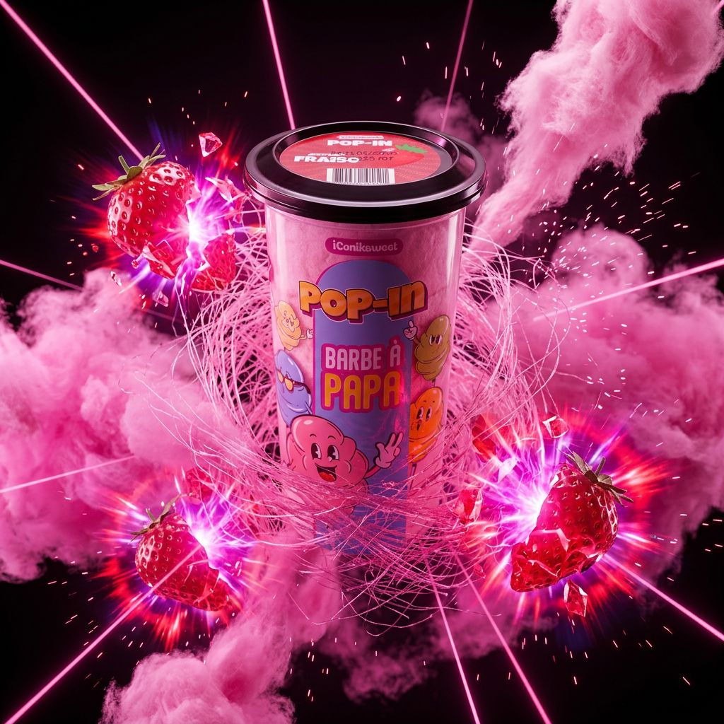 iConiksweet Pop In Cotton Candy Strawberry, barbe à papa américaine saveur fraise, disponible sur My American Shop