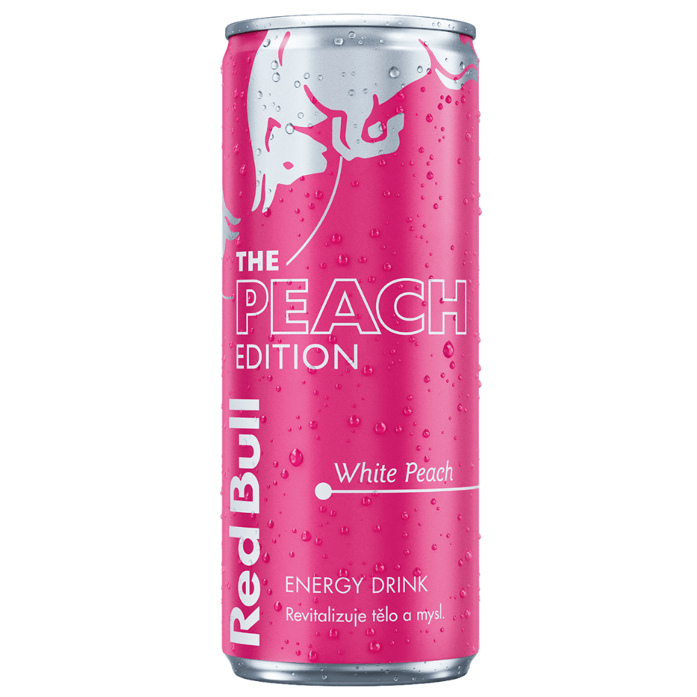 Red Bull Peach Edition White Peach, canette blanche et pêche boisson énergisante saveur pêche blanche